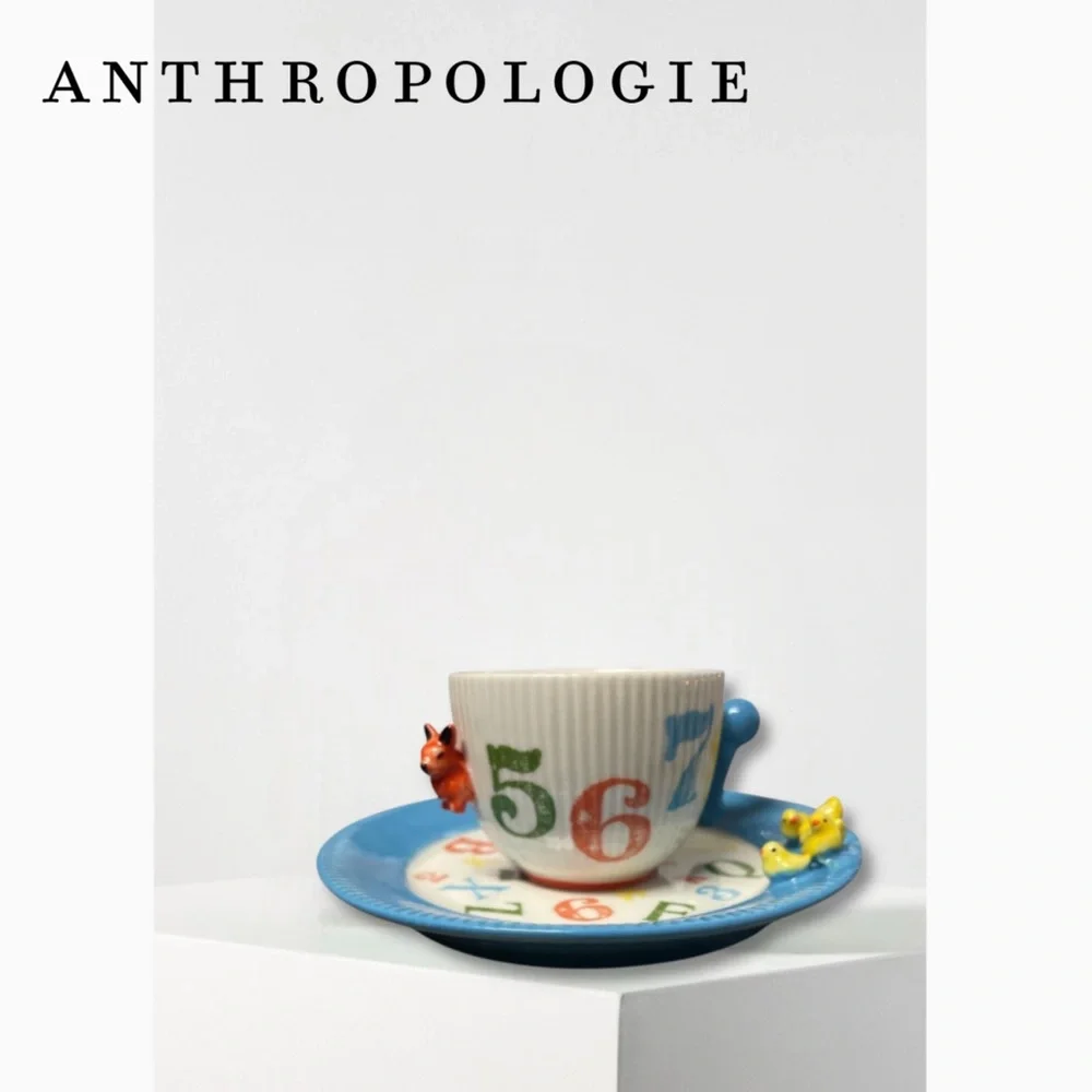 Anthropologie 3D Alphabet Cup and Saucer Set